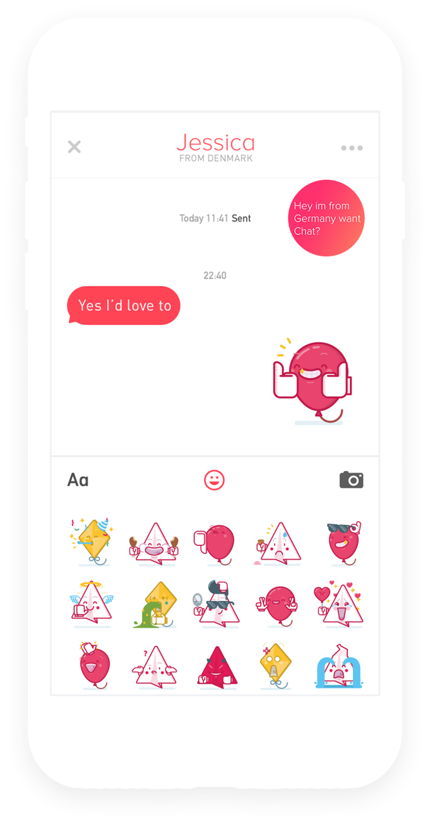 chat screen showing sticker design