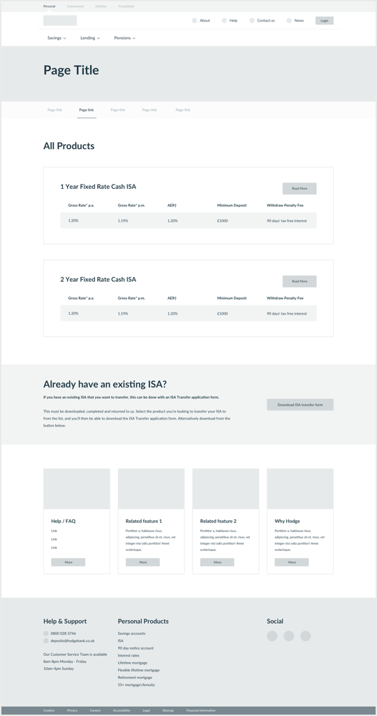 sector landing screen template